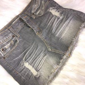 Gray jean mini skirt